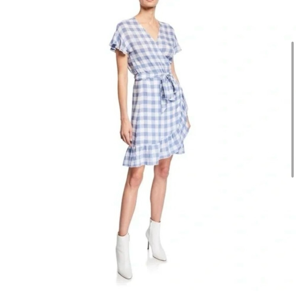 Rails Brigitte Belted Wrap Dress in Periwinkle & White Check Size XS - Picture 5 of 16